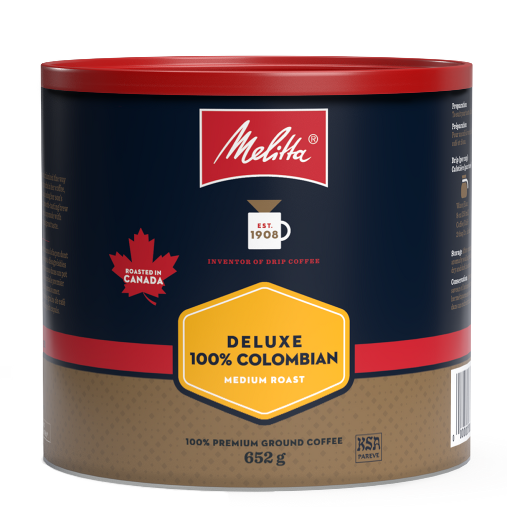 Café moulu et torréfié moyen 100 % colombien de luxe 652 g