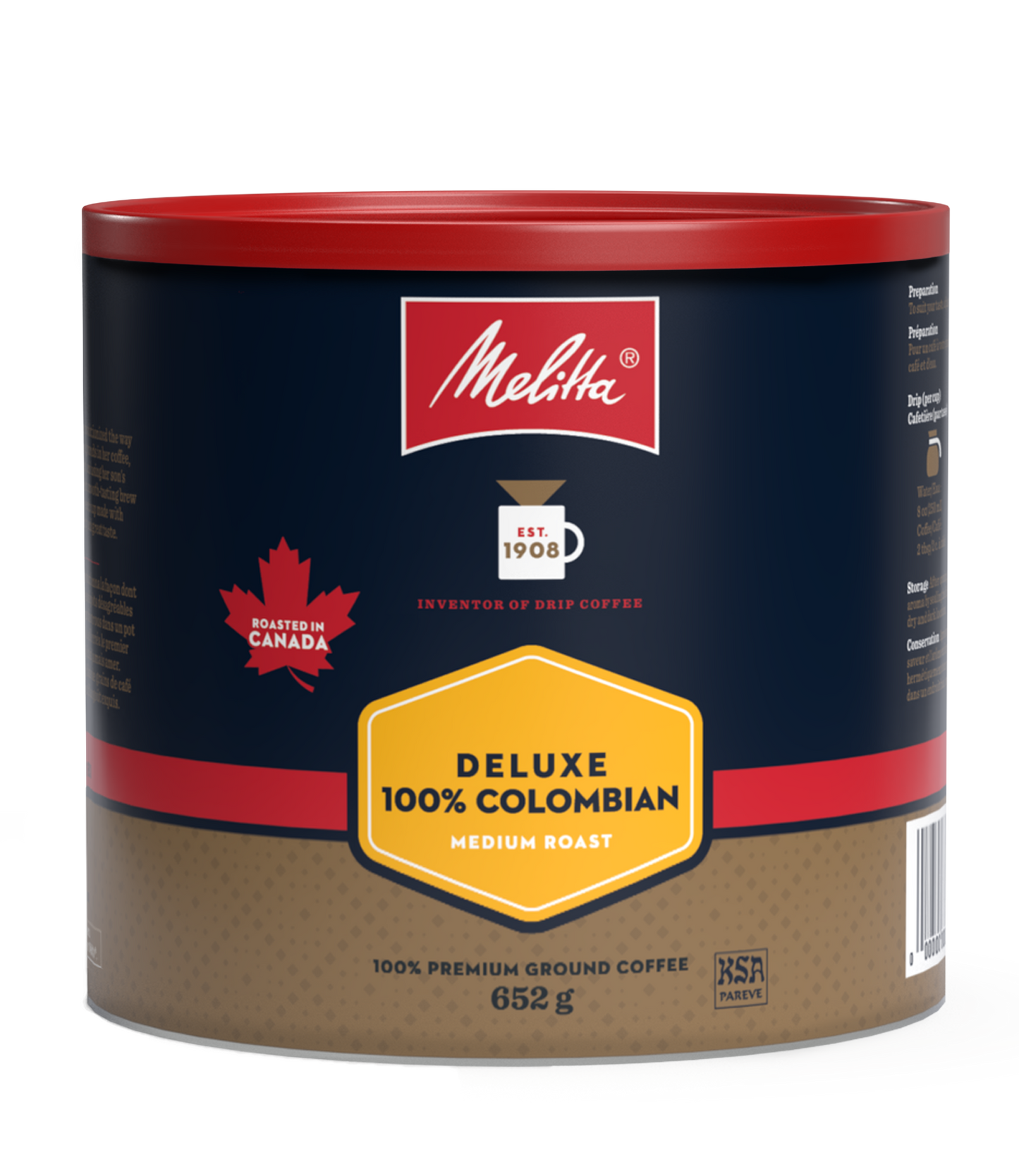 Café moulu et torréfié moyen 100 % colombien de luxe 652 g